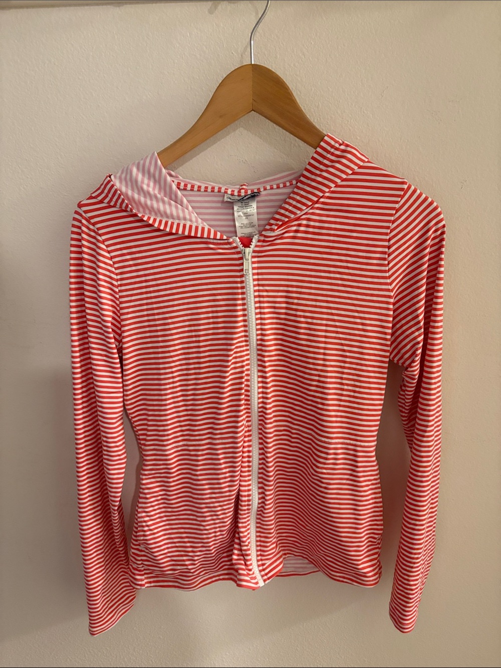 Tommy Bahama Red & White Striped Zip Hoodie